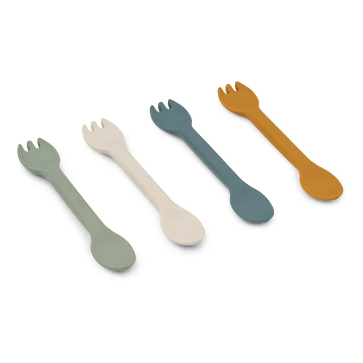 Liewood Couverts en silicone 2 en 1 Jan - Set de 4 | Faune green multi mix