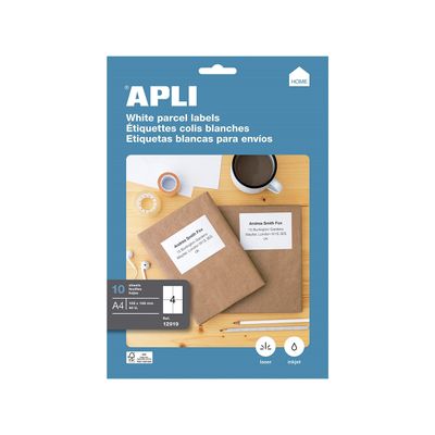 Apli Agipa - 40 Étiquettes adhésives blanches multi-usages - 105 x 148 mm - coins droits - réf 12919