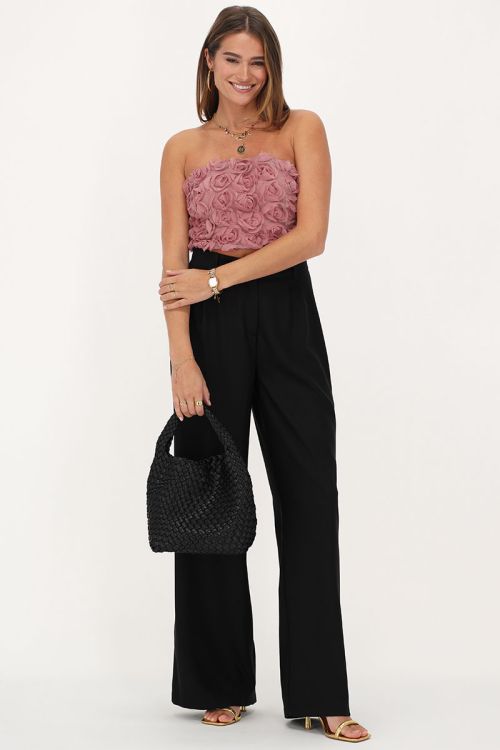 Roze corset top met rozen