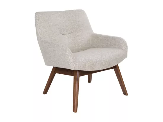 London - Fauteuil en tissu et pieds en bois naturel : Couleur - Ecru