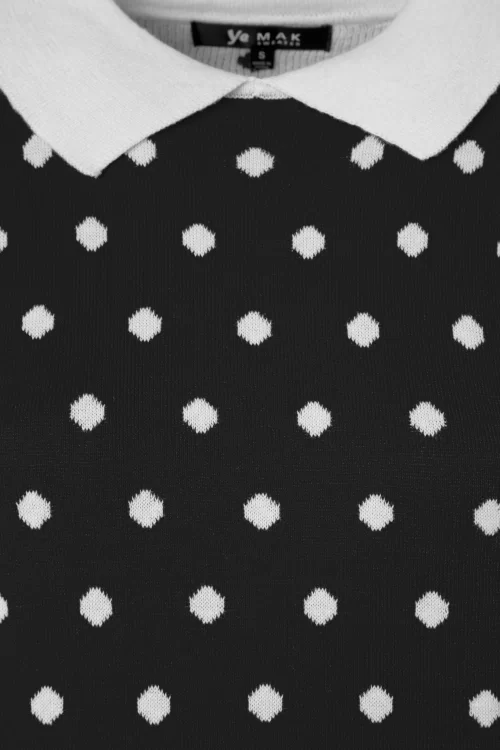 Mak Sweater Kristen Polkadot Trui in Zwart en Wit