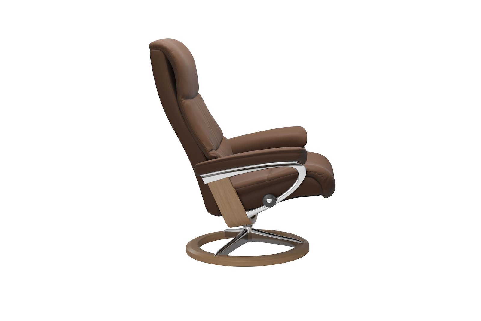 View lenestol I hud Batick Spesial Warm Brown og Signature understell i eik og krom