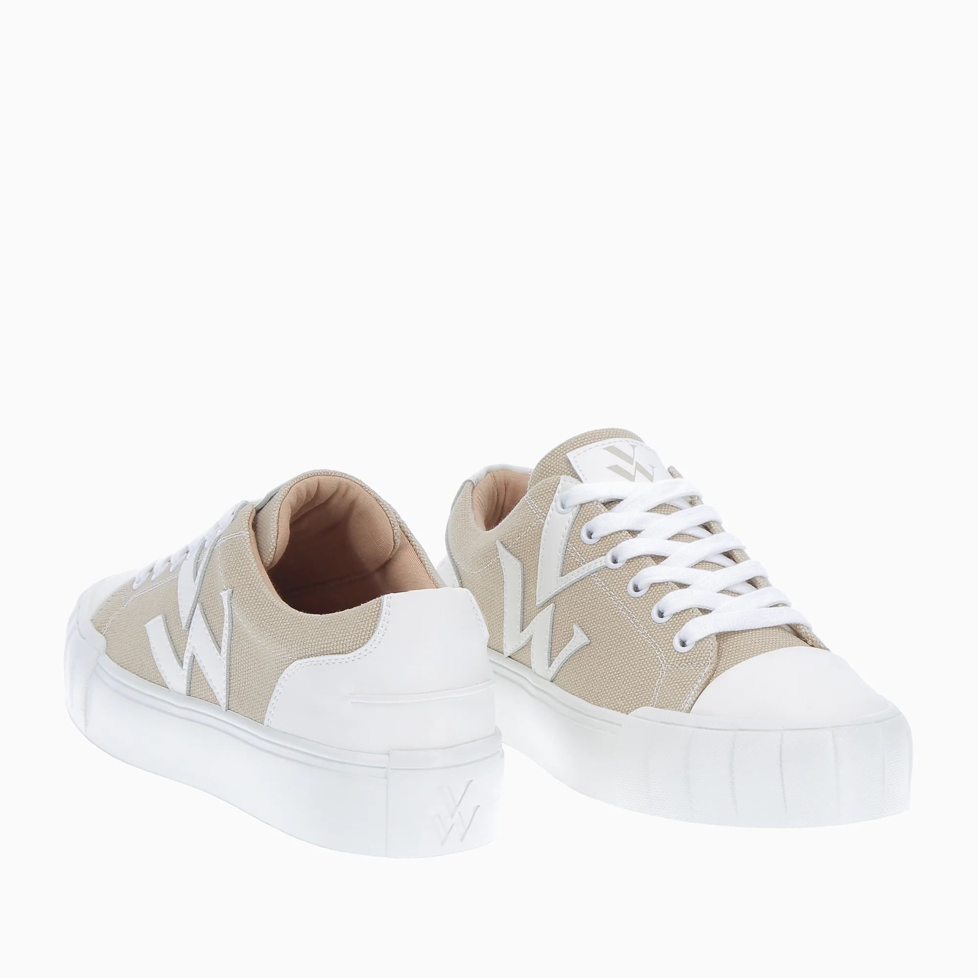 Sneakers-Baskets monogramme Lexie en tweed beige