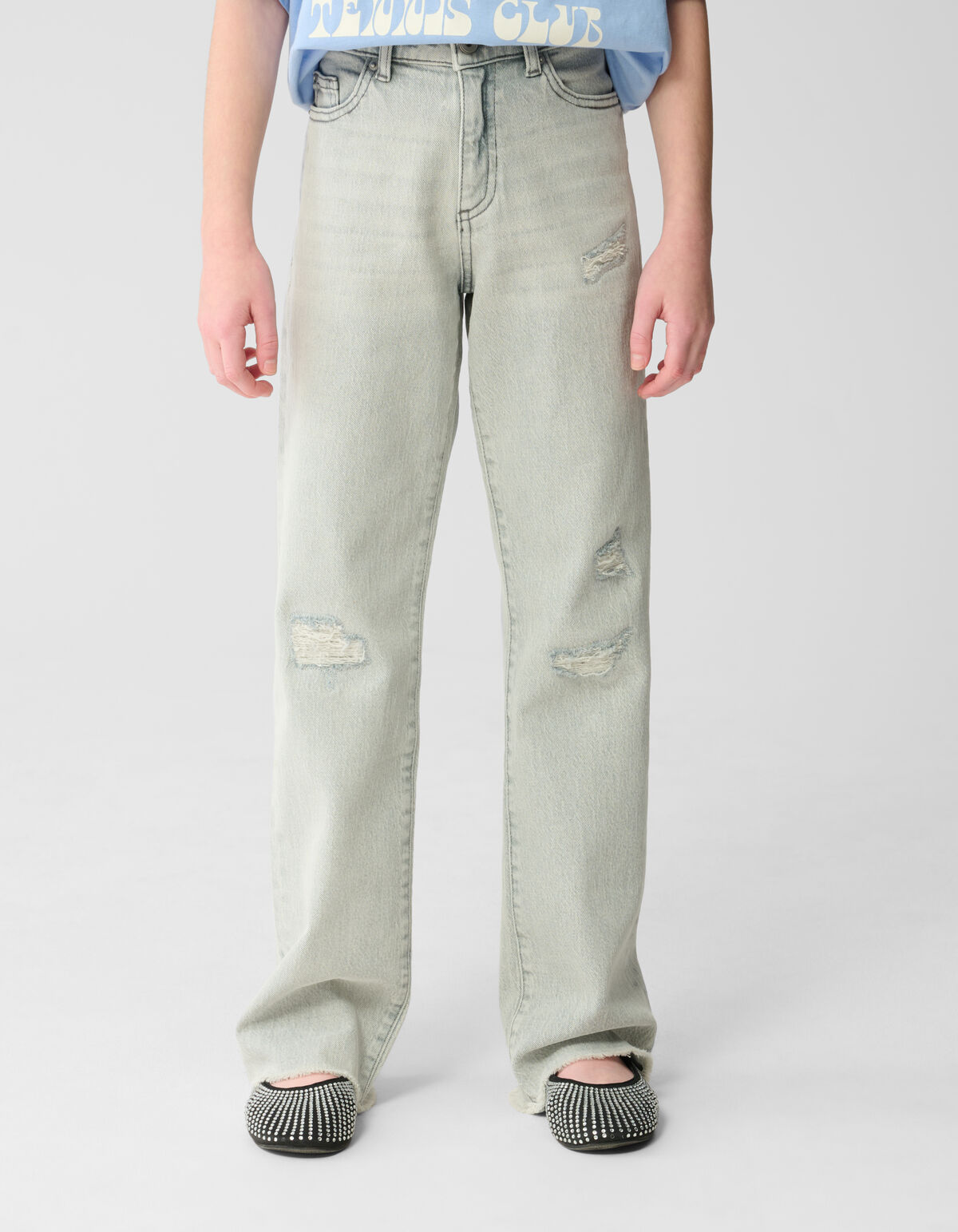 Destroy Straight Fit Jeans Lichtgrijs