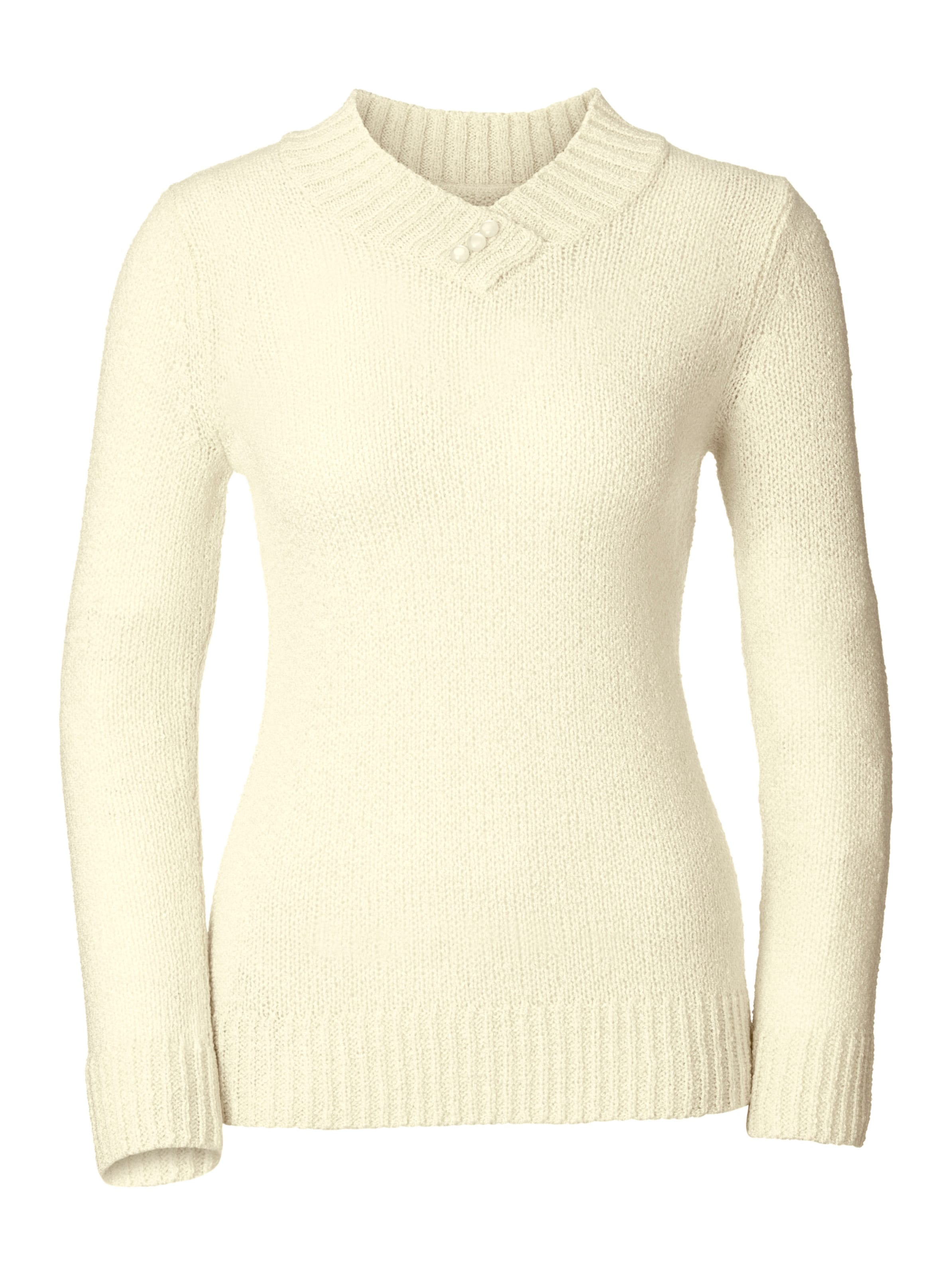 V-Ausschnitt-Pullover in ecru