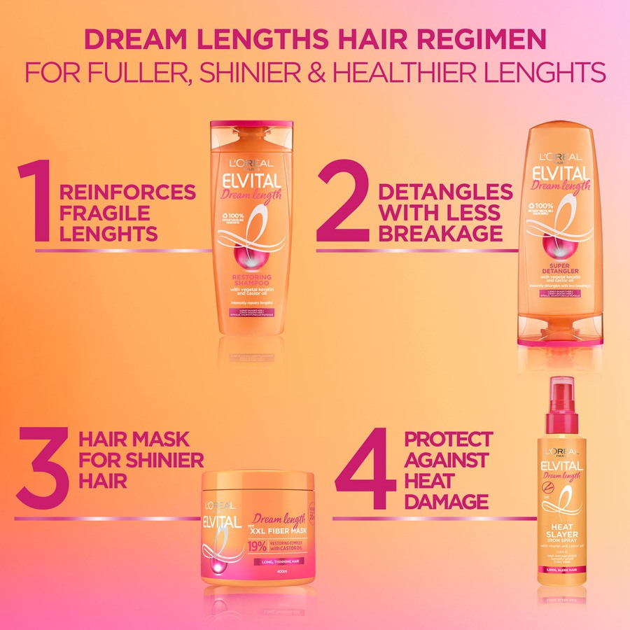 L'Oréal Paris Elvital Dream Length Shampoo 400ml + Conditioner 300ml + Elvital Dream Length Heat Slayer Iron Spray 150ml