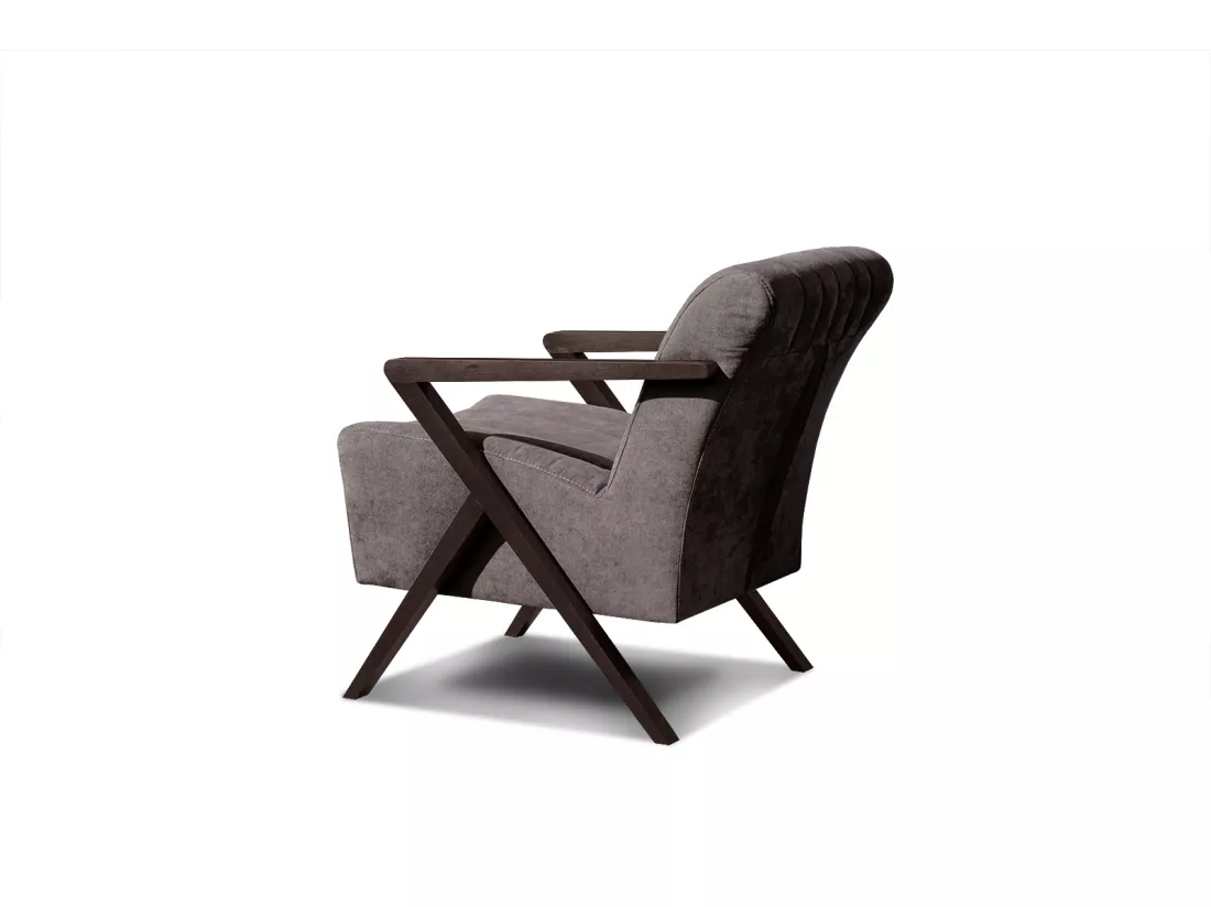 Fauteuil fixe Lebron, tissu marron