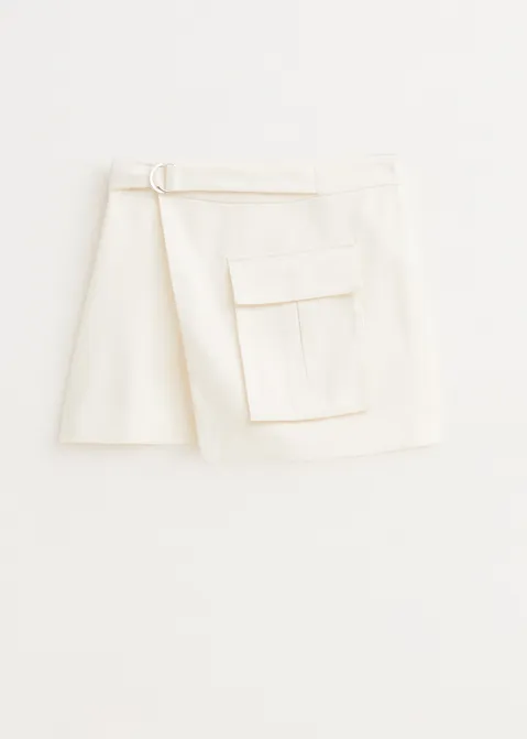 Cargo skort met overslag off-white (WIT.O)