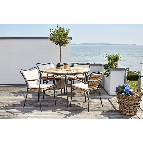 Kerteminde Ø110 teak havemøbelsæt med 4 stole - Teak/antracit