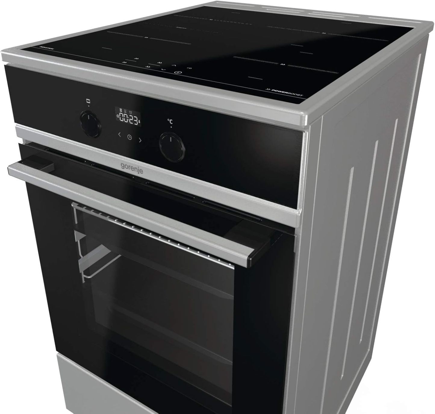 Gorenje GEIT5C61SPG Standherd mit Induktionskochfeld, 50 cm, 70 Liter,Silber, PerfectGrill, AirFry, FrozenBake, Pizza Mode 300°C, AquaClean, Made in Europe, inox