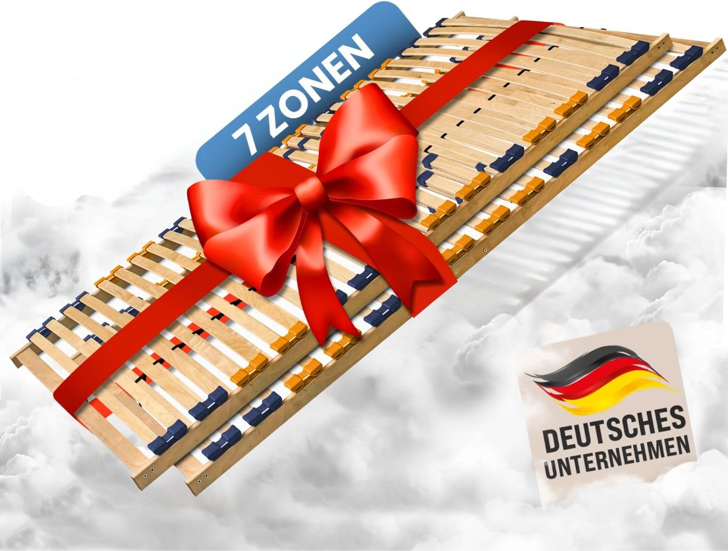 Partner-Set 2 x Lattenrost MULTIRA 90 x 200 cm starr 7-Zonen 28 Leisten Härtegrad verstellbar