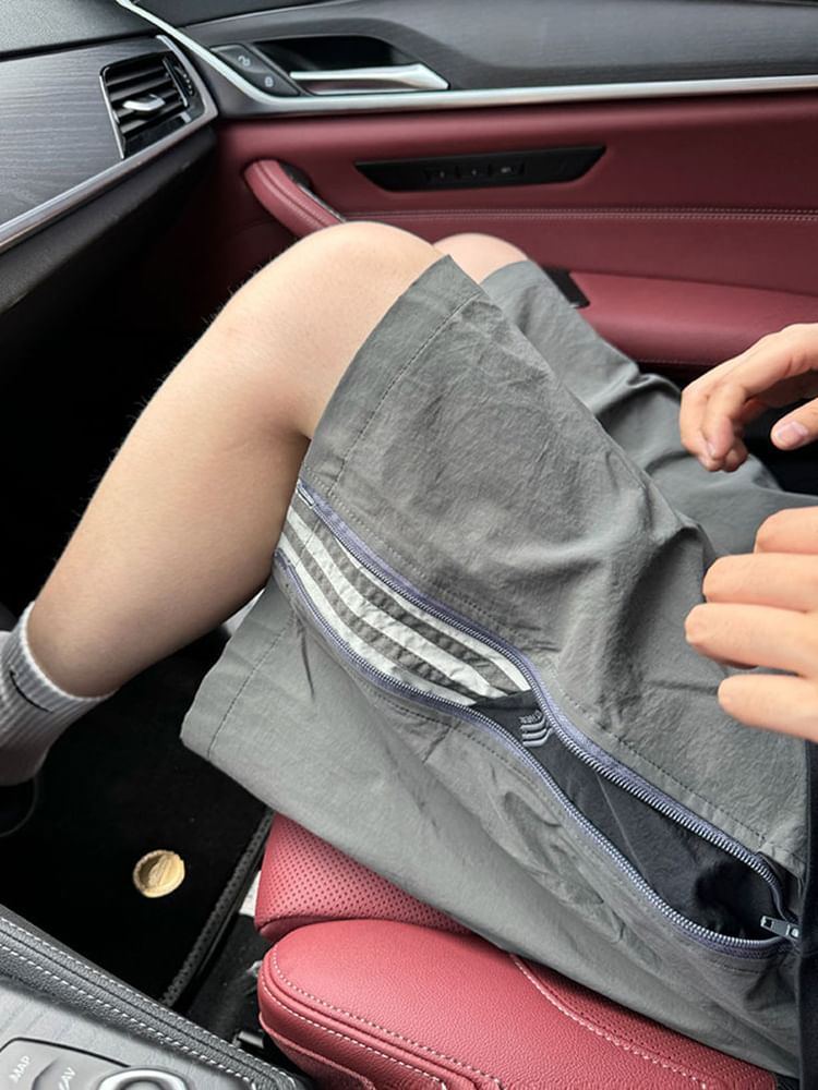 Breeson - Hoge taille, rits aan de zijkant, effen, wijde pijpen, shorts
