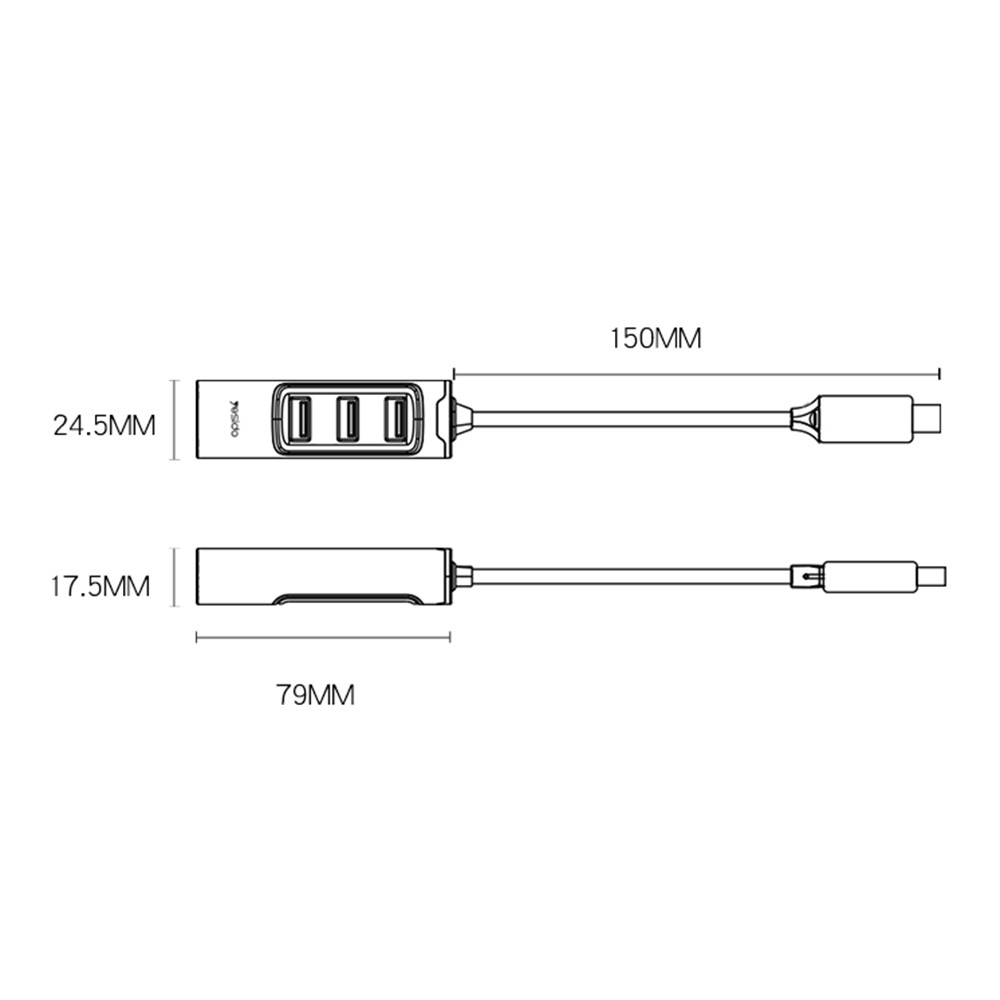 (5 Gbit/s) USB C auf USB 3.0   2x USB 2.0   USB C   Mini Displayport (PD/100W) Multiport Adapter Highspeed Aluminium Hub - Dunkelgrau