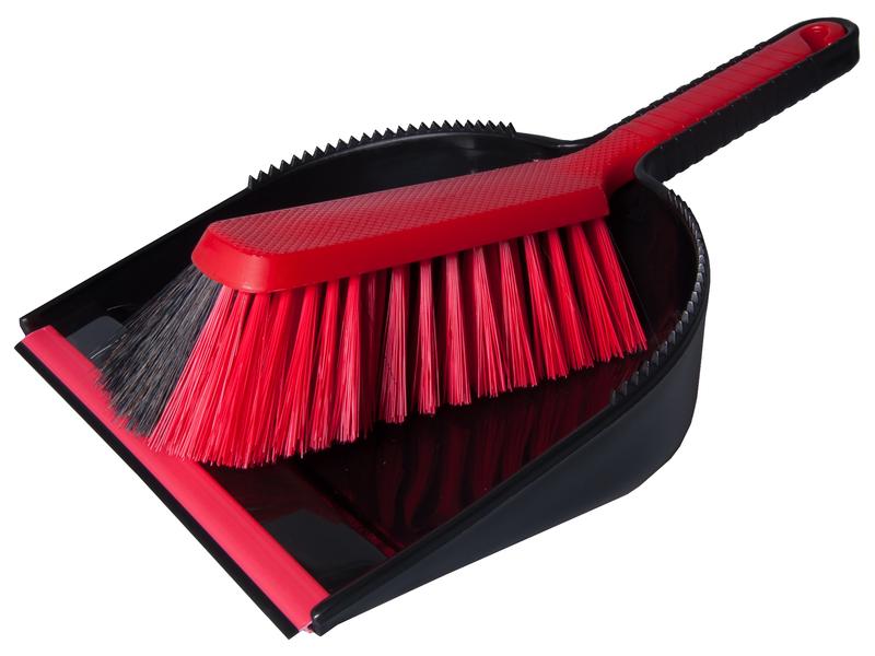 Edi Baur Kehrgarnitur Heavy duty Rot/Schwarz Kehrichtschaufel mit Handbesen