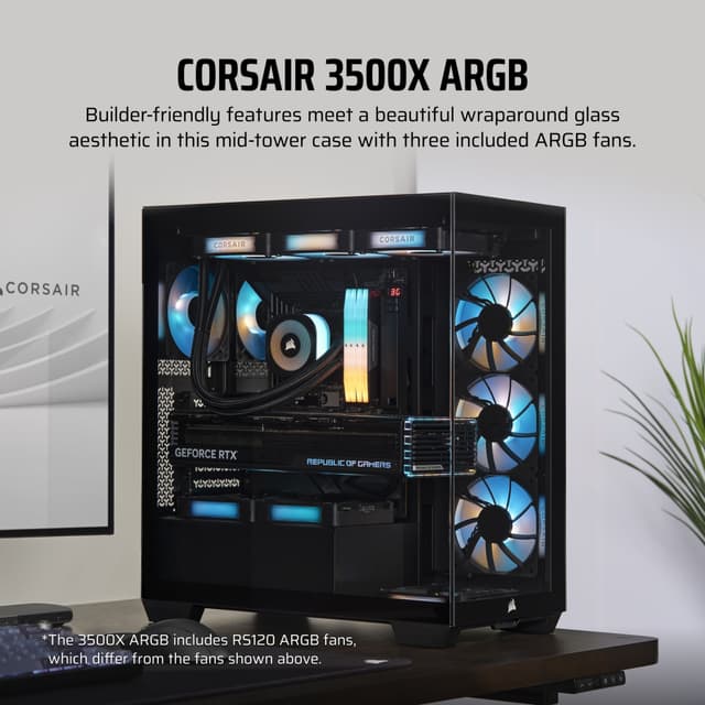 Corsair 3500X ARGB PC kabinet (sort/glass)
