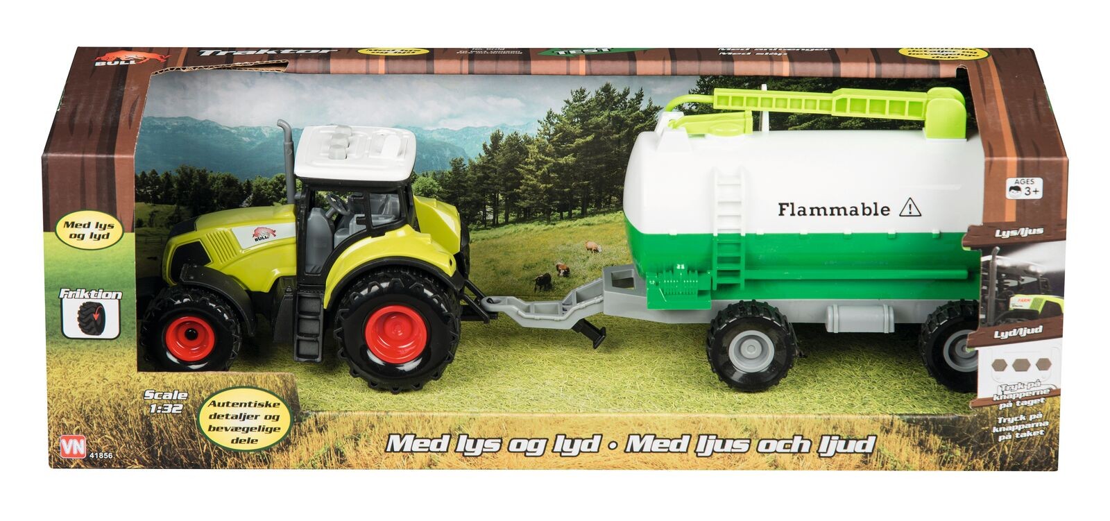 Bull - Tractor with large trailer 1:32, assorted (41856)