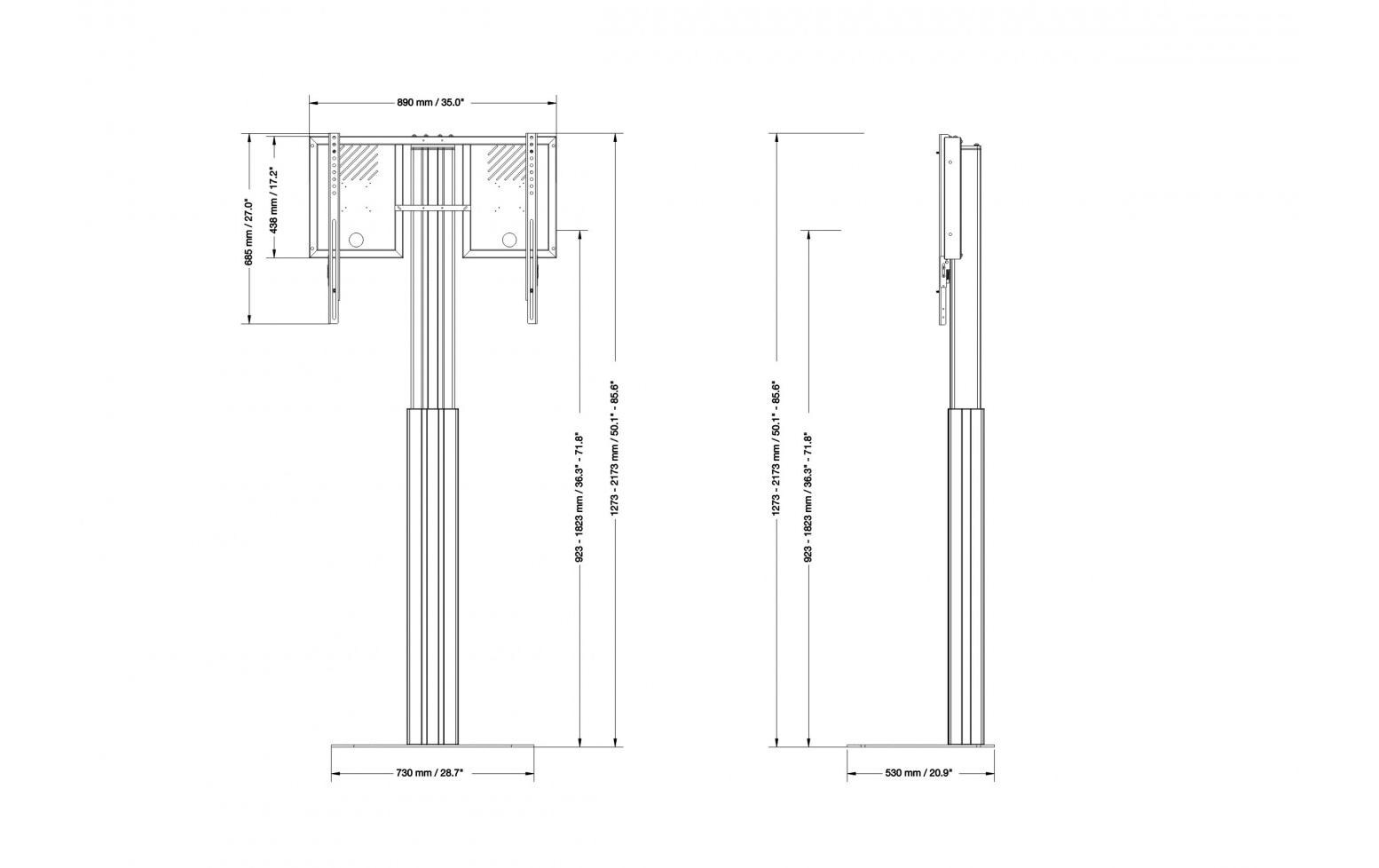 Elektrischer Standfuss Expert Adjust 4286PB - 90 cm Schwarz<br>Elektrisch höhenverstellbarer Display-Ständer Adjust-4286PB - 90 cm