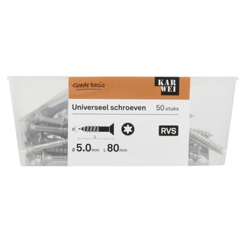 KARWEI unischroef platkop rvs 5x80 mm (50 stuks)