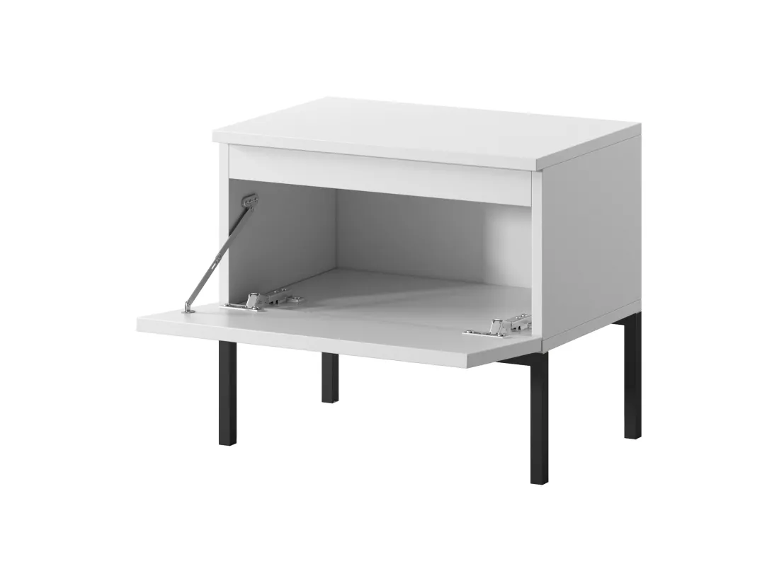 Table de chevet - blanc avec pieds noirs - Bemmi