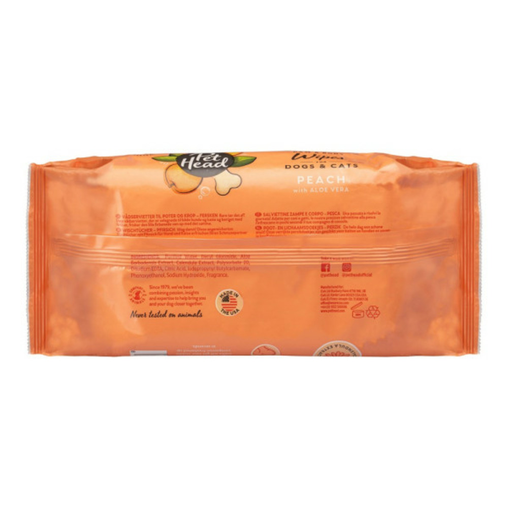 Lingettes humides pour animaux domestiques quick fix pêche (80 uds)