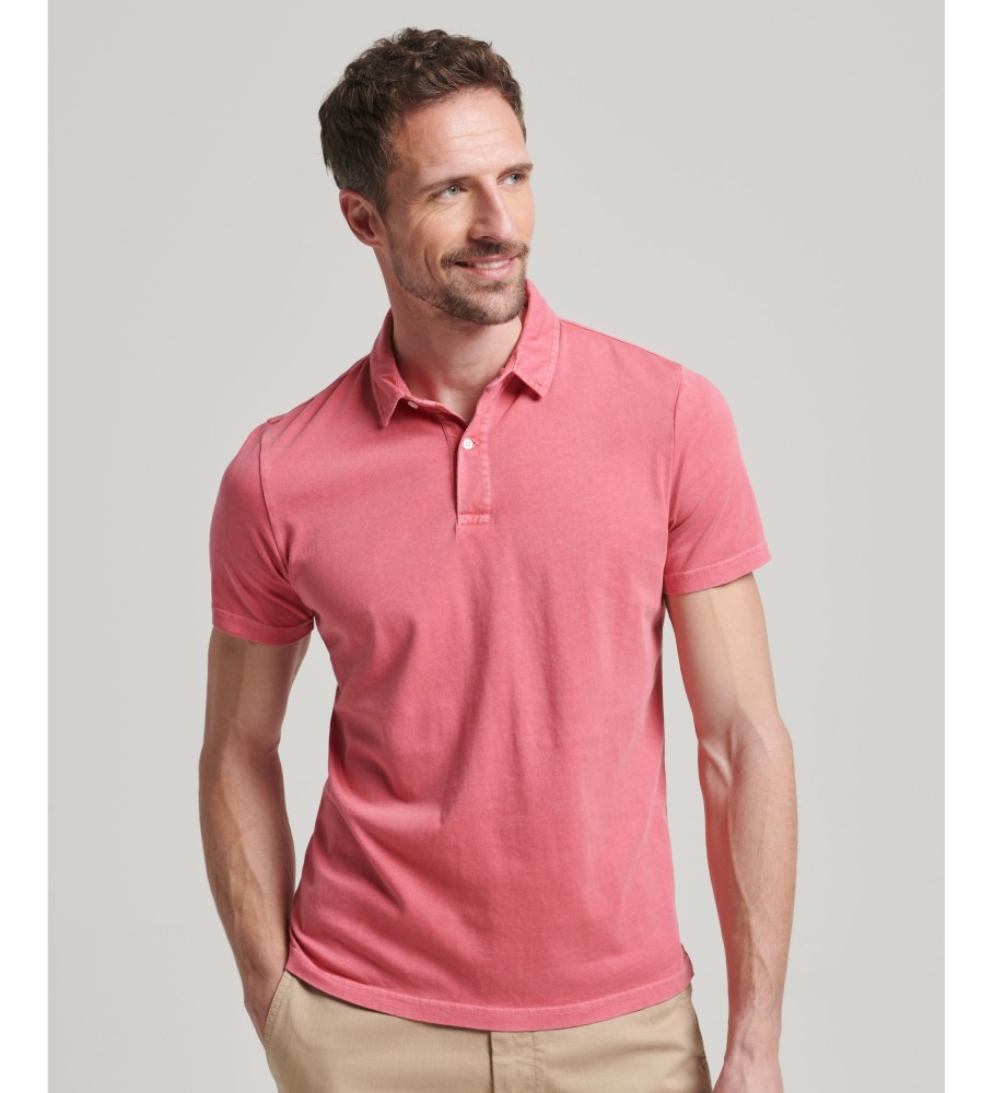 Camisa polo rosa de malha da Superdry