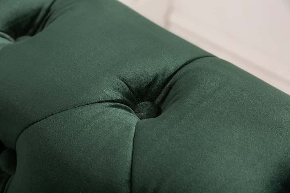 Chesterfield 3-Sitzer Sofa 205cm flaschengrün Samt Federkern Knopfheftung