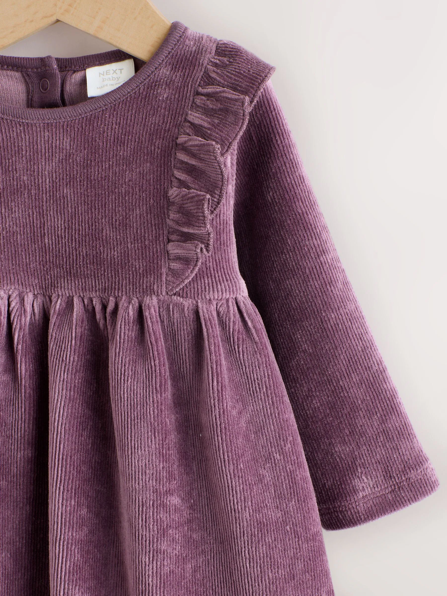 Paars - 2 -delige Baby Set van velours Jurk met Lange mouwen en Panty''s (0mnd-2jr)