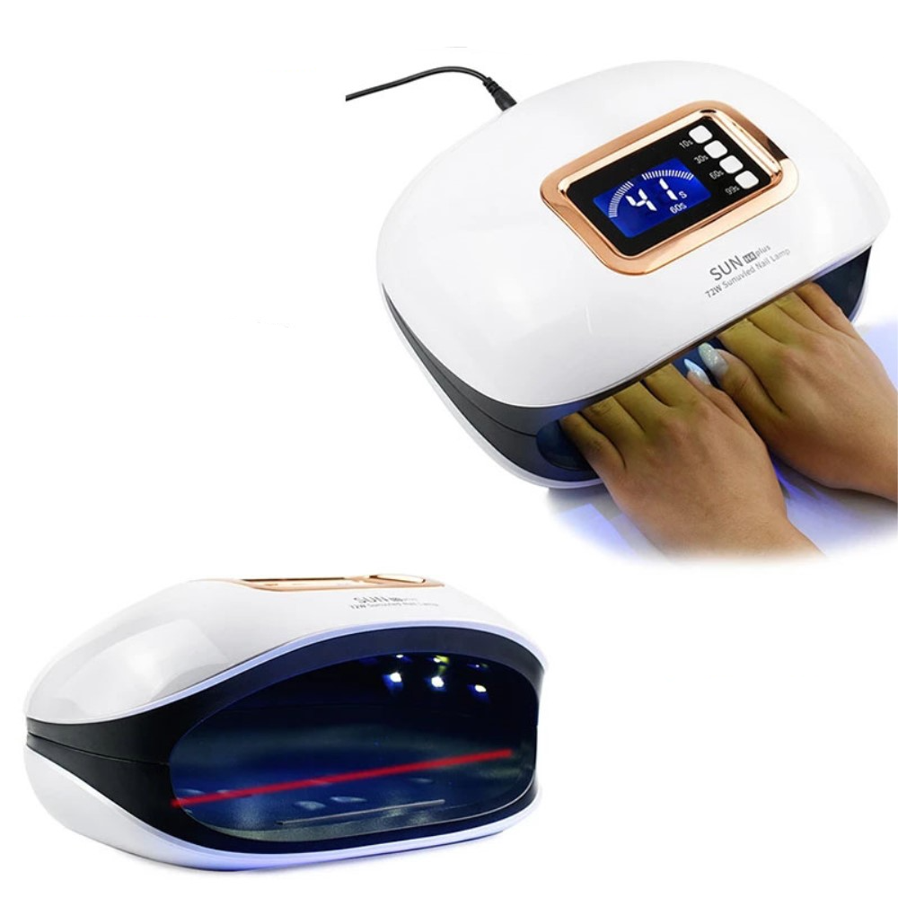 (72W) Extragrosse LED UV Nagellampe Nageltrockner Lichthärtungsgerät mit LED Display und Timer - Weiss / Schwarz / Roségold