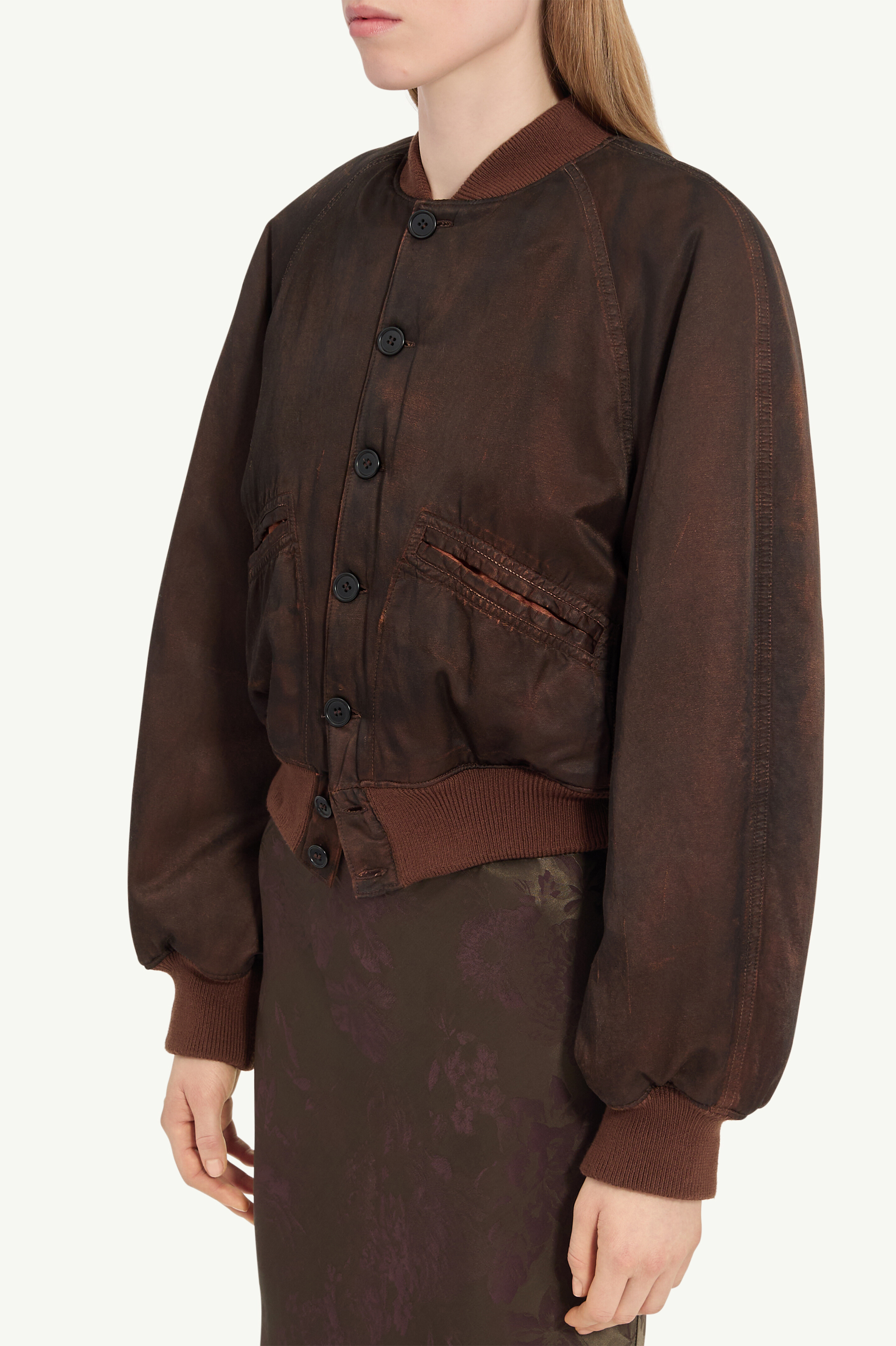 Veste bomber en coton-viscose pour femme | MM6 Brun