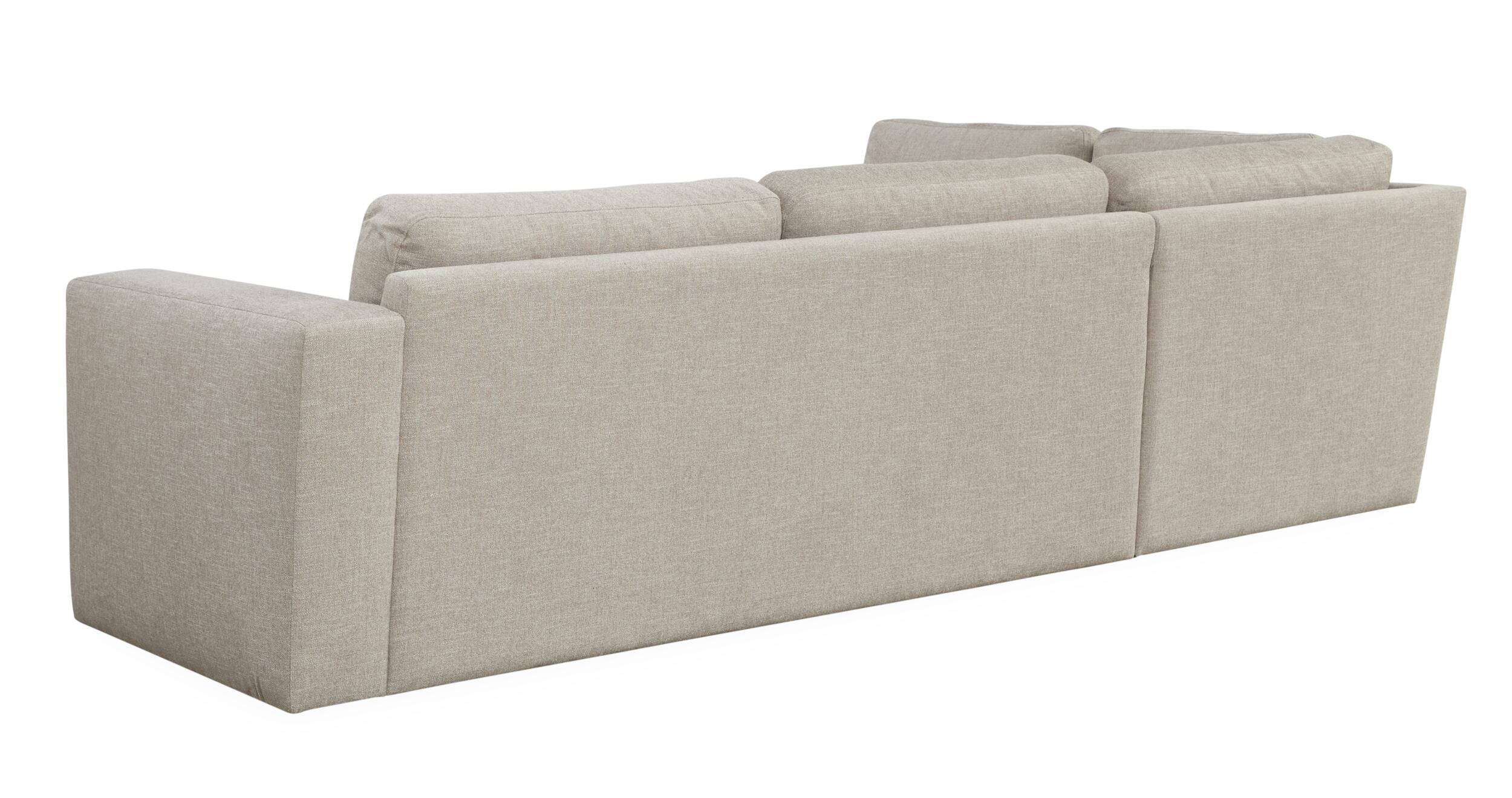 Lean venstrevendt hjørnesofa med pufafslutning