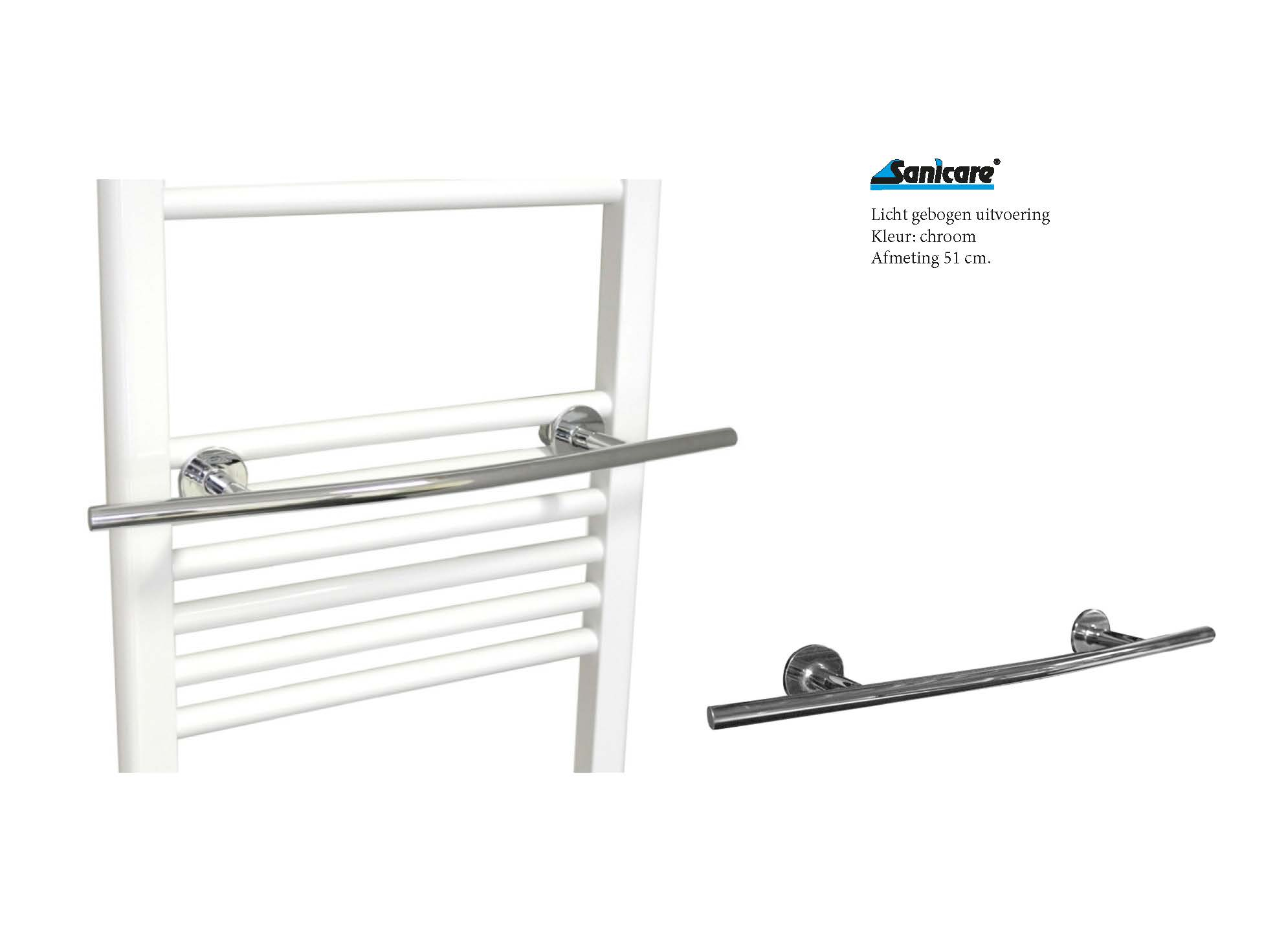 Handdoekhouder chroom 51 cm. voor design radiatoren