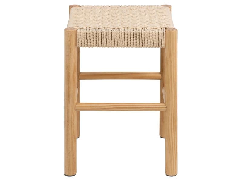 AC Design Hocker Alvin Holz, Weiss Hocker mit Off-White Papiergeflecht