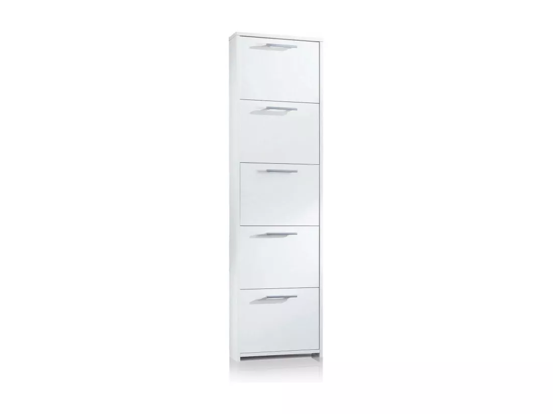 Étagère à chaussures Dbusi, Meuble d'entrée polyvalent avec 5 portes, Armoire à chaussures moderne avec étagères, 100% Made in Italy, 50x18h178 cm, Blanc