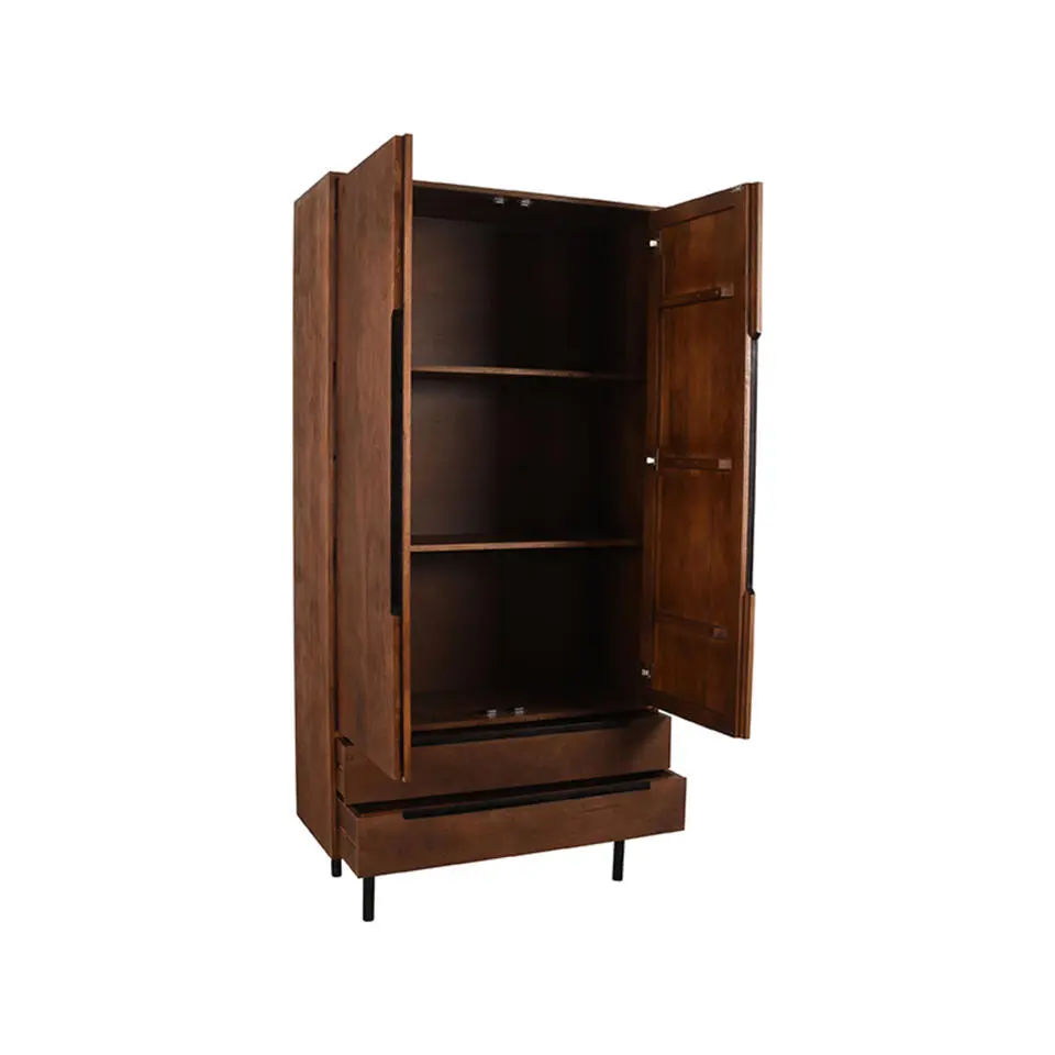 LABEL51 Bergkast Rio - Espresso - Mangohout - 2-Deurs - 200 cm