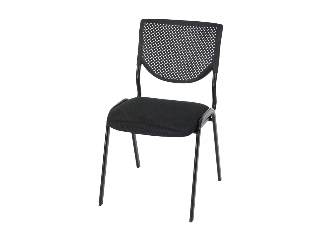 Chaise visiteur H401 Empilable (lot de 4), siège noir, pieds noirs