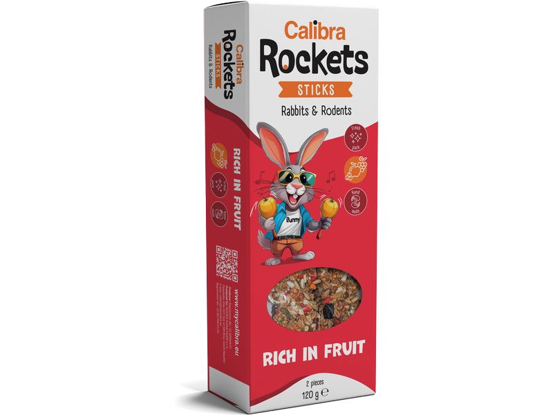 Calibra Snack Früchte Sticks Kaninchen und Nager 2 Stück Ergänzungsfuttermittel für Kaninchen, Meerschweinchen, Chinchillas und andere Nager