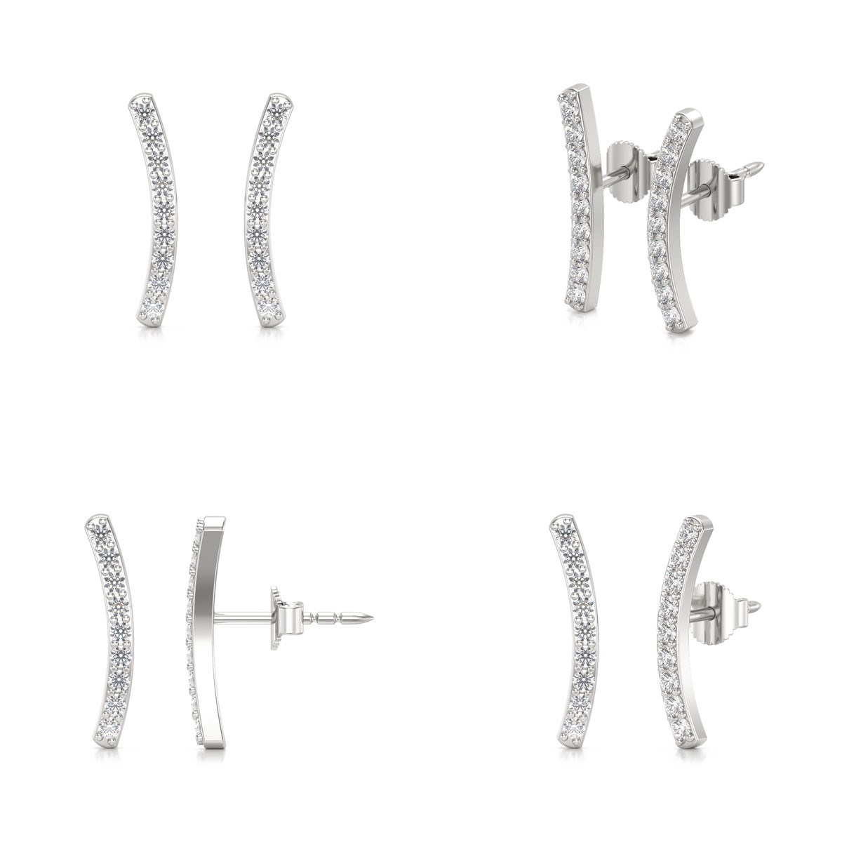 Boucles d'oreilles ADEN Diamants sur Argent 925 1.292grs
