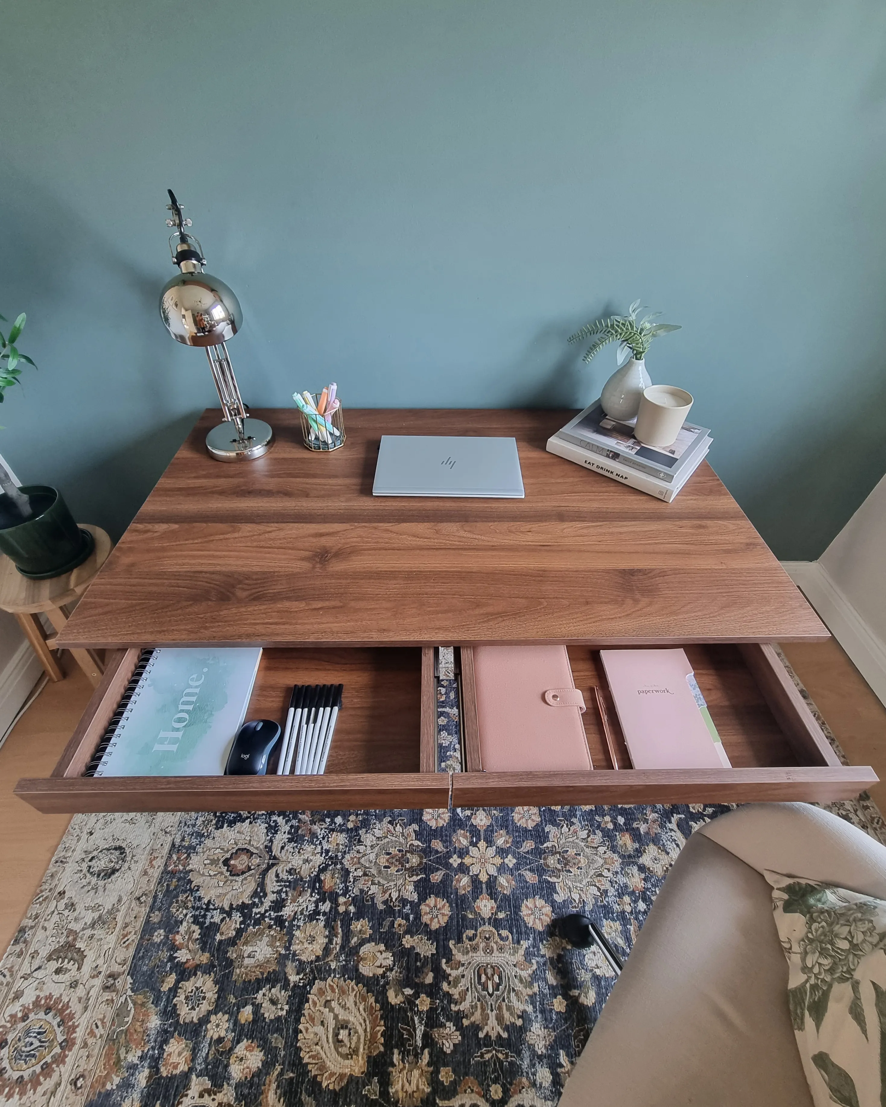 Bureau SHESLAY Donkerbruin 120 cm 70 cm met lades