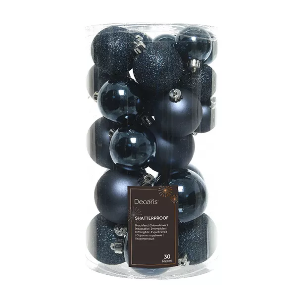Lot de 30 boules de Noël Alpine assorties Bleu nuit