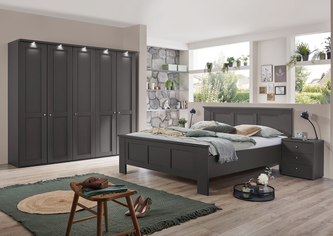 Bettgestell MARLOW 180 x 200 cm grau/ braun