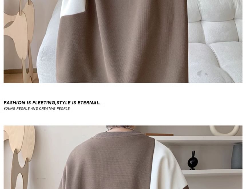 Savenne - Sweatshirt met ronde hals en twee kleuren