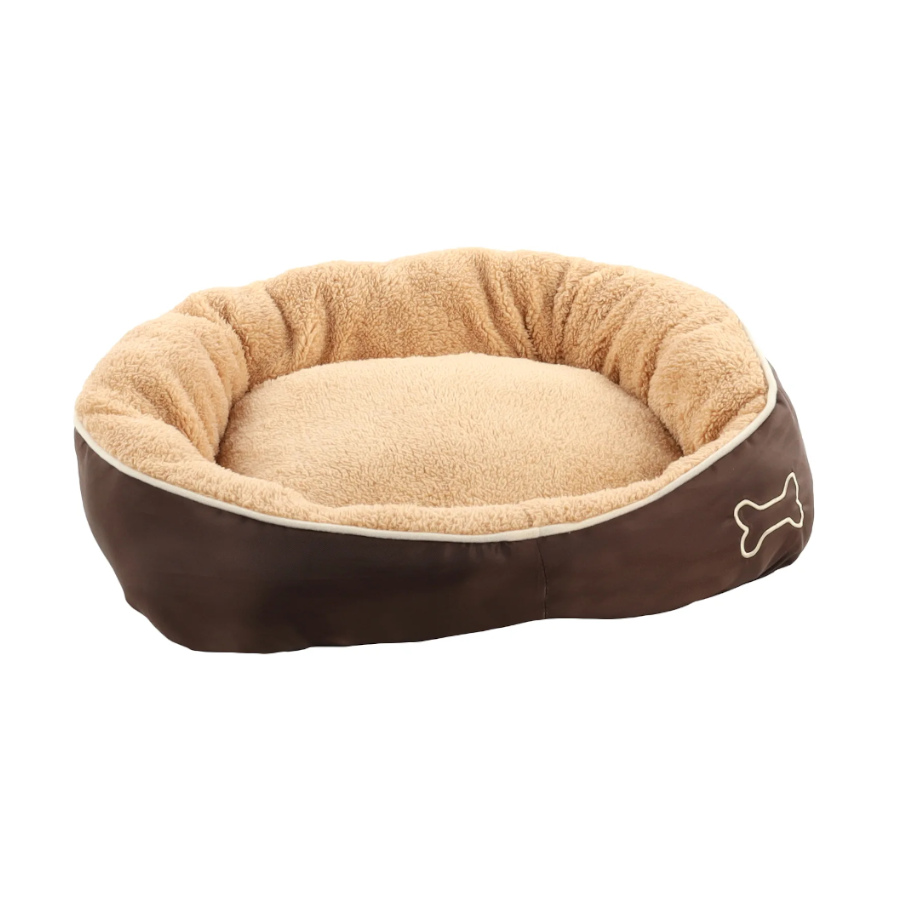 Cama retangular bege para cães Flamingo Chips