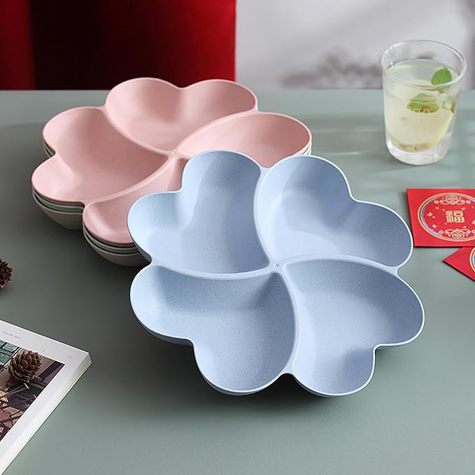 (4er Set) Ø28.5cm 4-fach Party Snack Teller Wiederverwendbare Apéro Schale für Chips / Nüsse / Süssigkeiten - Bunt