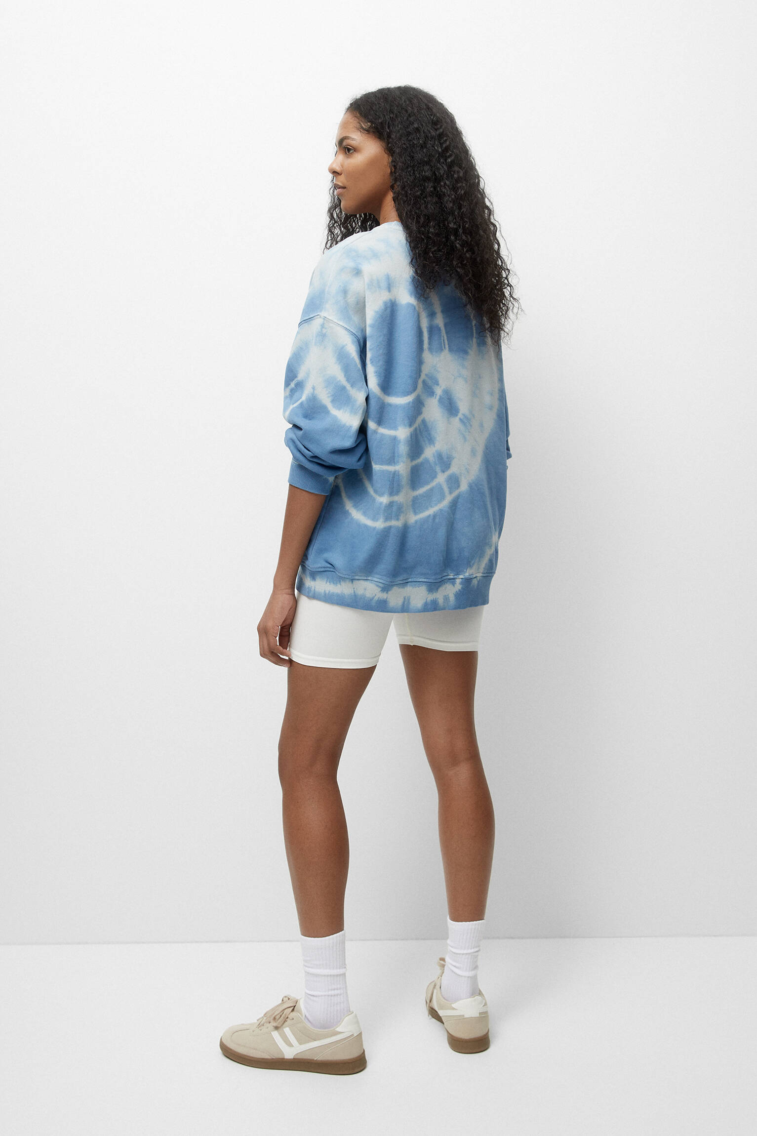 MOLETOM TIE-DYE COM TEXTO - AZUL
