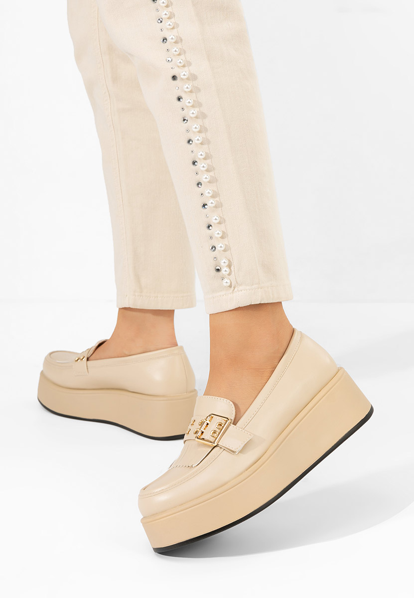Mocassins à plateforme beige Magie
