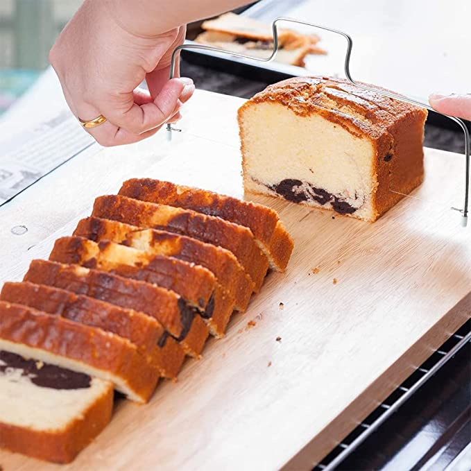Tortenboden Schneidedraht Höhenverstellbarer Kuchen Teiler - Silber