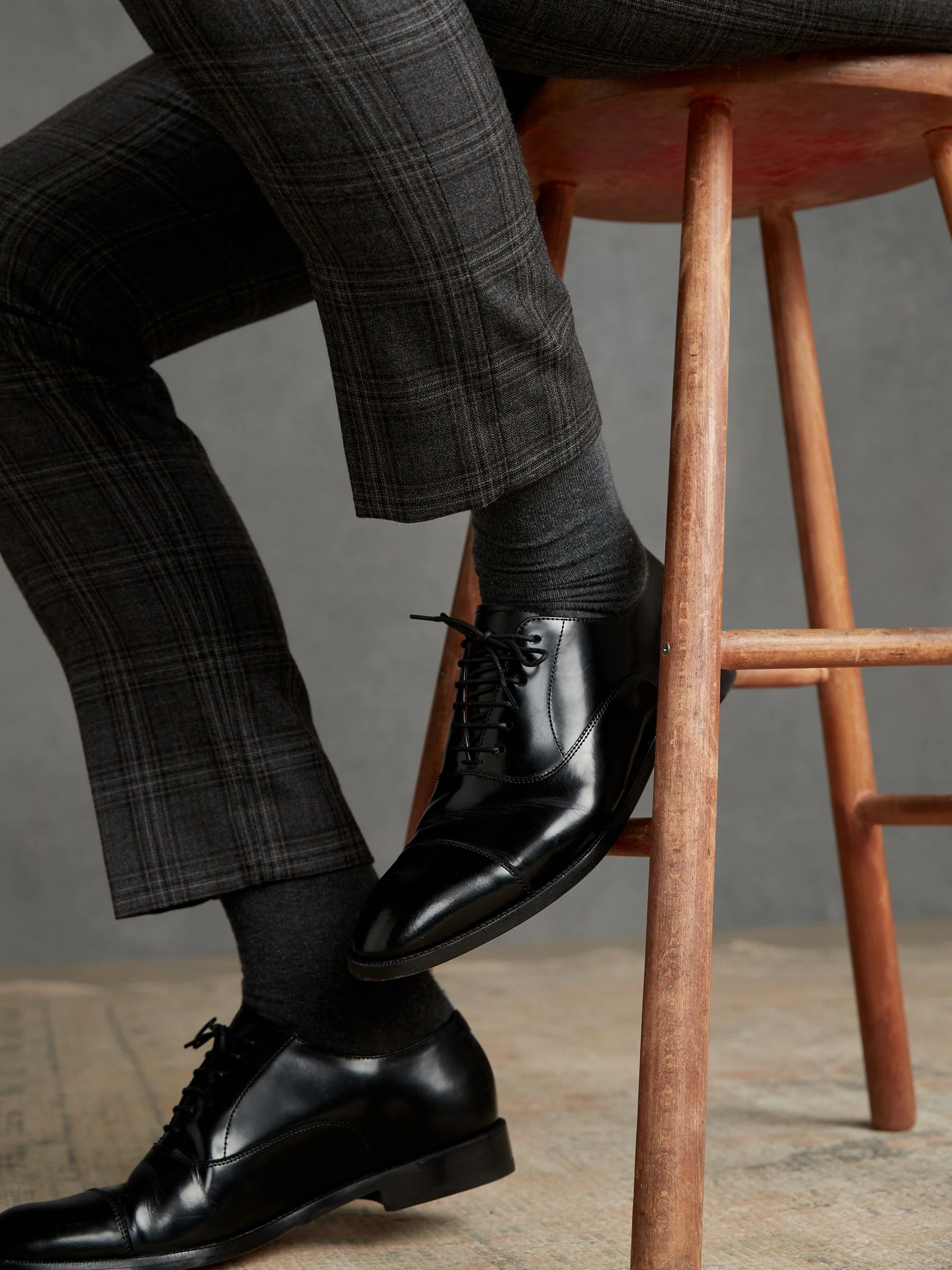 Zwart - Standaard pasvorm - Signature Leather - Oxford schoenen met neusstuk