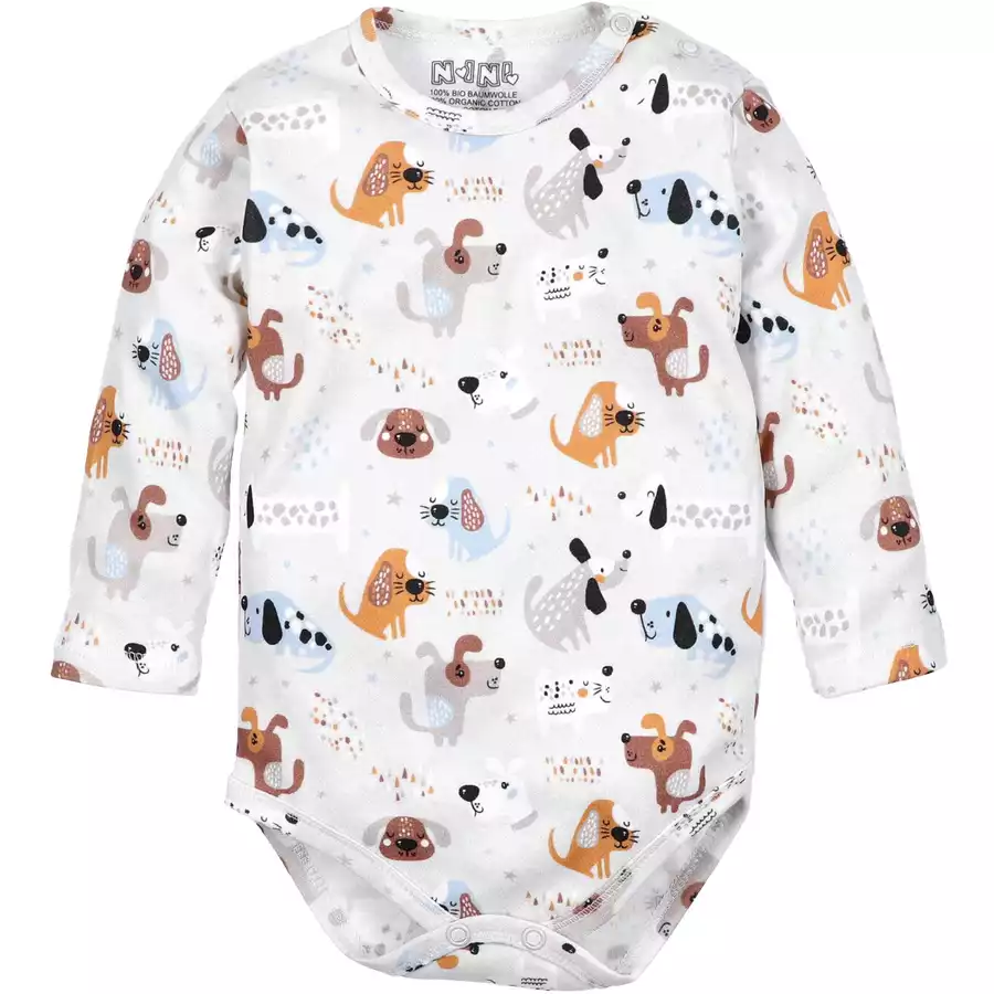 Nini Body Langarm Hund grau