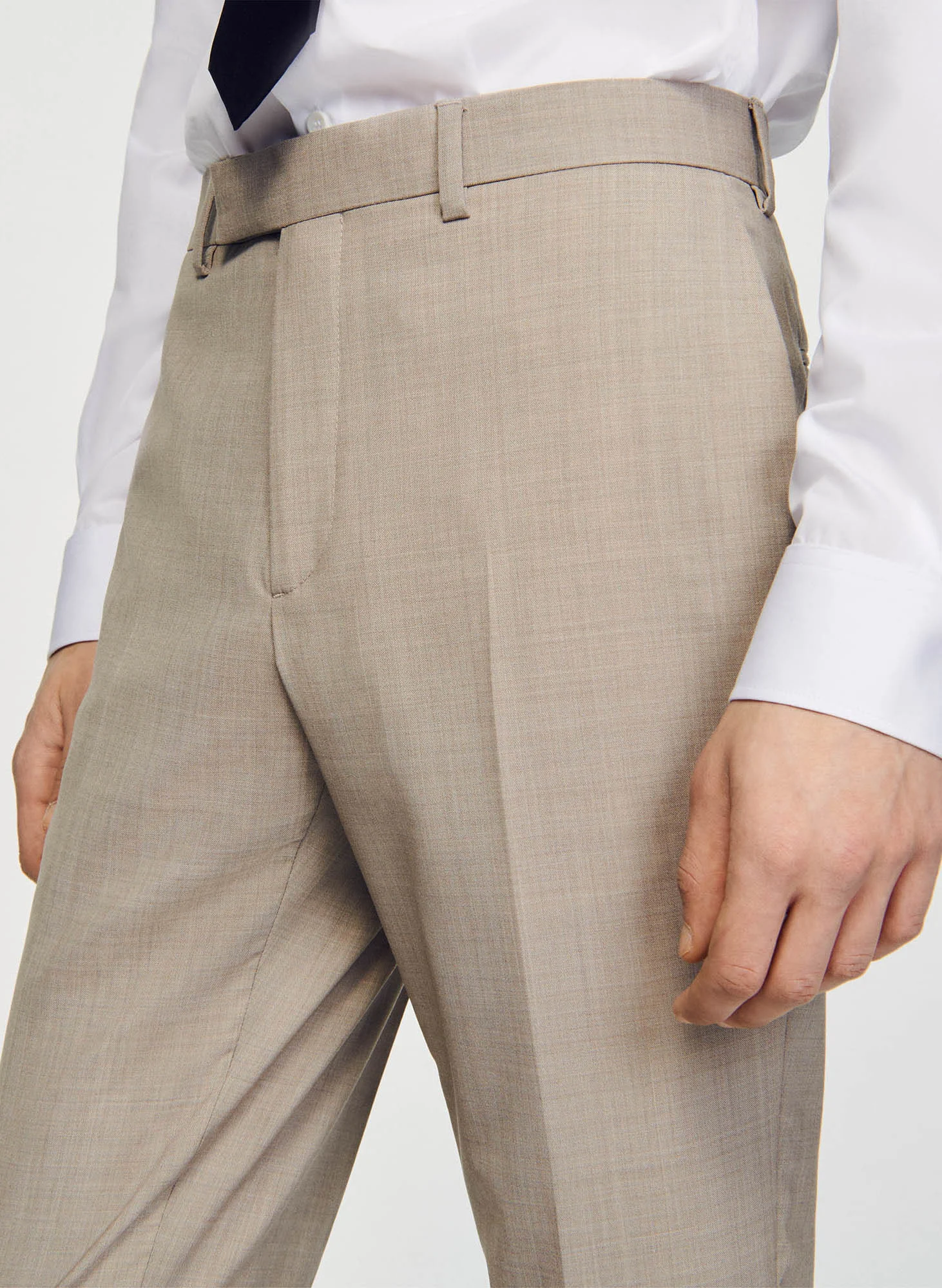 Pantalon costume droit en laine vierge | Marron