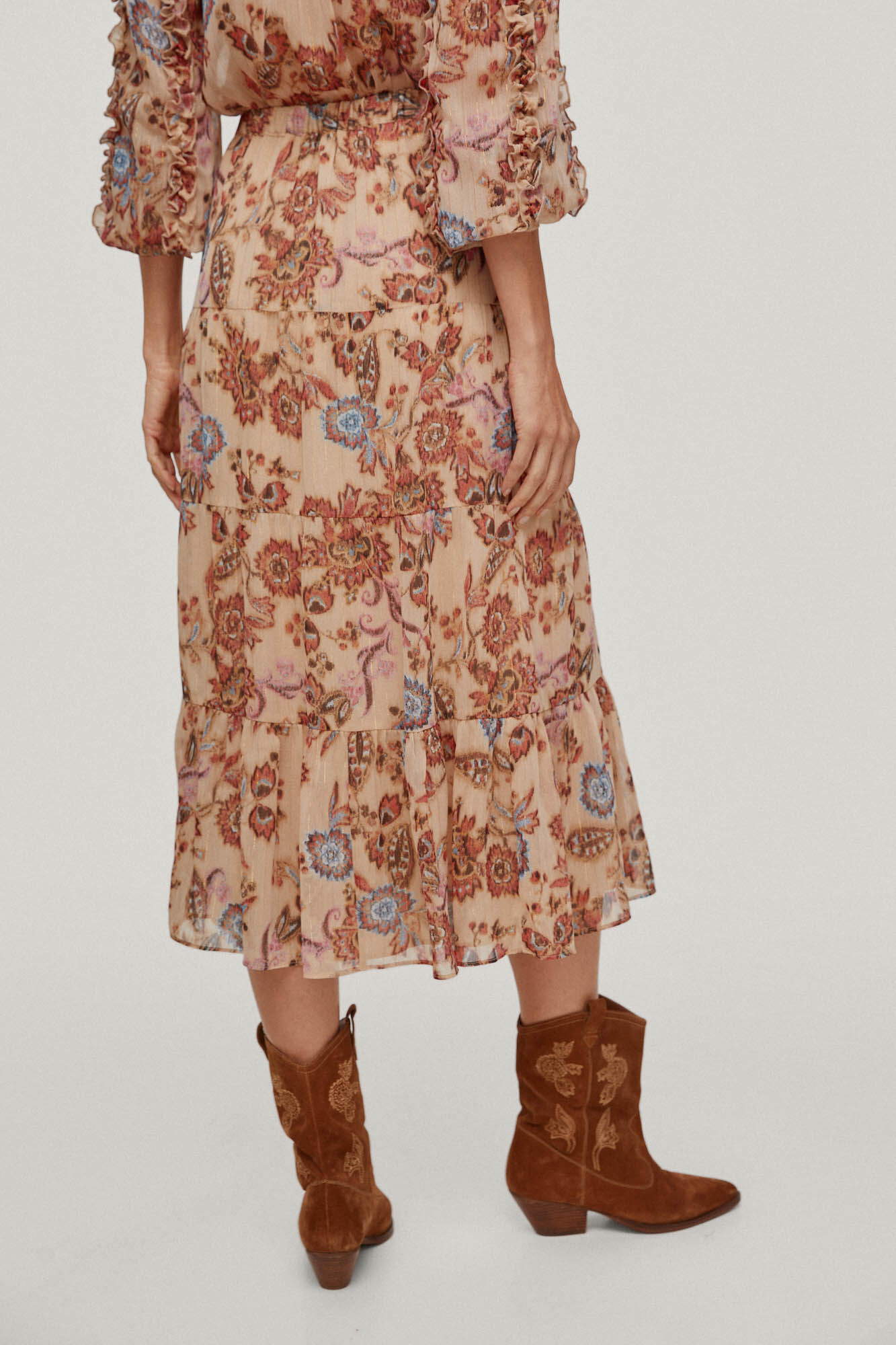 Saia midi floral - roxa